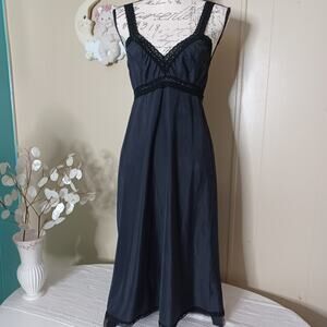 Vintage Saks Fifth Ave Sheer Black Nylon Slip Small